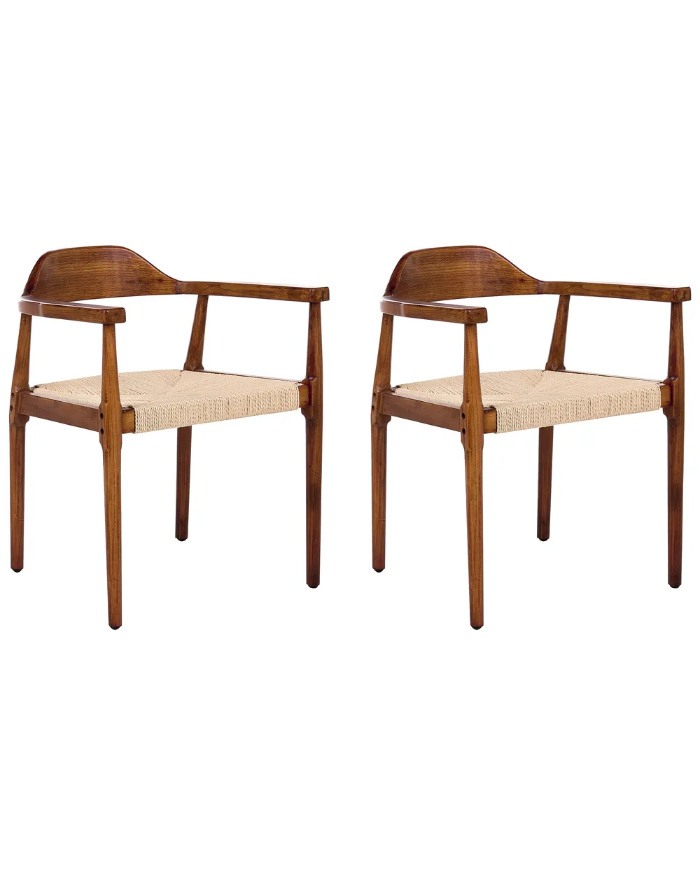 Set van 2 eetkamerstoelen OAKDALE Hout Donkerbruin/beige