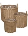 Zestaw 3 koszy na kwiaty PENDULA 33/37/45 cm Technorattan Naturalny