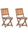 Set of 2 Acacia Garden Folding Chairs Dark Wood CENTO_691087