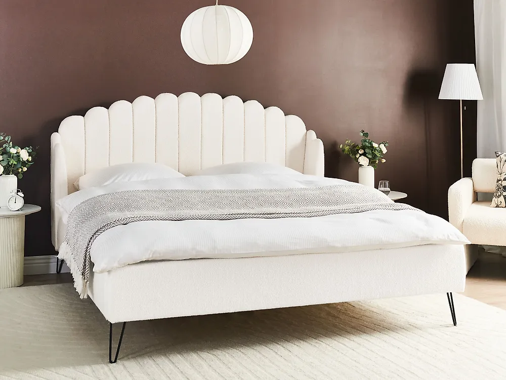 Bed Boucle AMBILLOU 180 x 200 cm (EU Super King) Off-White_1185337
