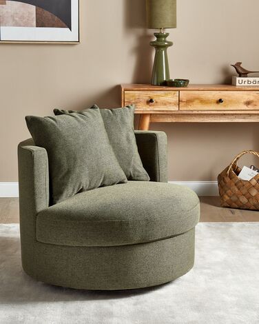 Swivel Fabric Armchair Green DALBY