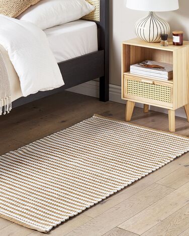 Cotton Area Rug 80 x 150 cm White and Brown SOFULU