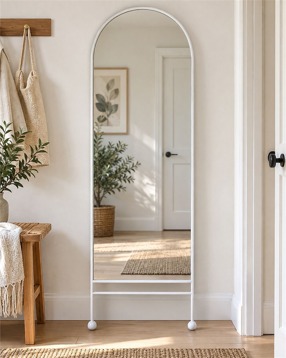 Wall Mirror JARNAGES 45 cm 145 cm Metal White
