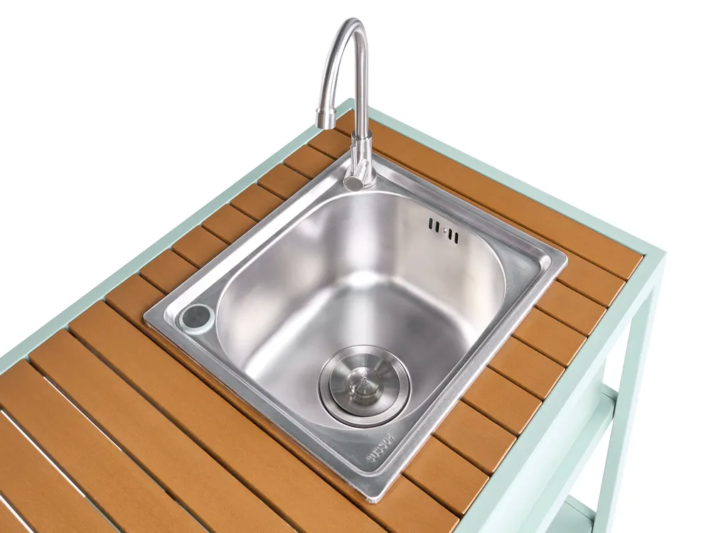 Outdoor Kitchen Set with Sink AVETRANA Light Green Metal_1079383