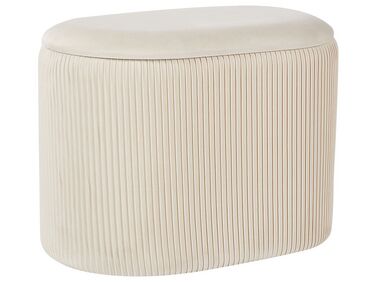 Pouf mit Stauraum Samtstoff hellbeige 55 x 35 cm RICHLAND