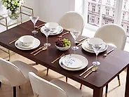24-Piece Dinnerware Set MAHLEB Porcelain White/Blue_1191967