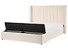 Bed with Storage Bench NOYERS Velvet Off-White 160 x 200 cm (EU King Size)