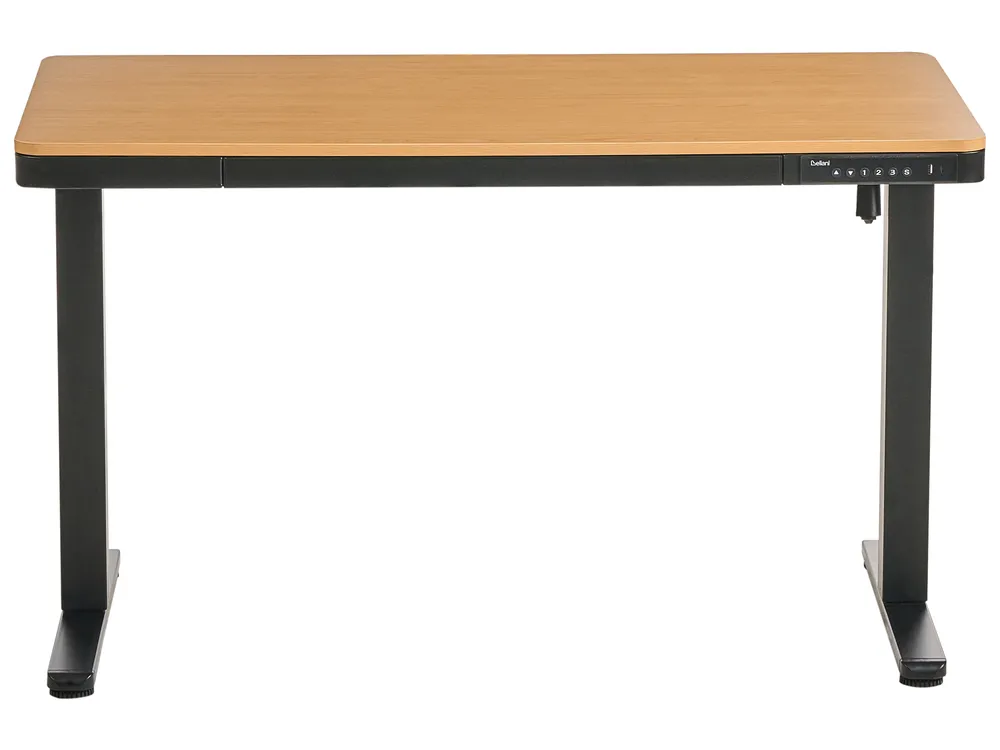 Biurko regulowane elektrycznie PENLY 120 cm 60 cm Z portem USB Czarny/ jasny brąz_1031385