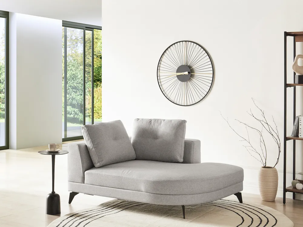 Chaise Longue YURI Faux Linen Grey