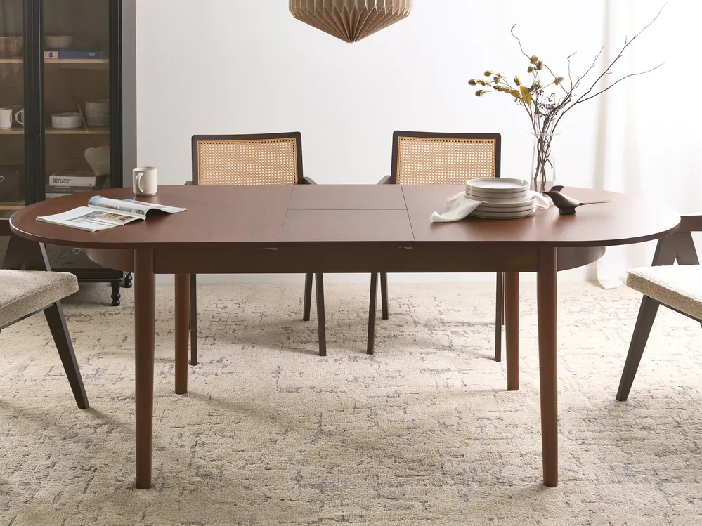 Extending Dining Table LARTO Dark Ash Wood 180/220 cm 90 cm