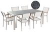 Set di tavolo e 6 sedie da giardino in acciaio granito e fibra tessile bianca grigio lucido 180 cm GROSSETO_394282