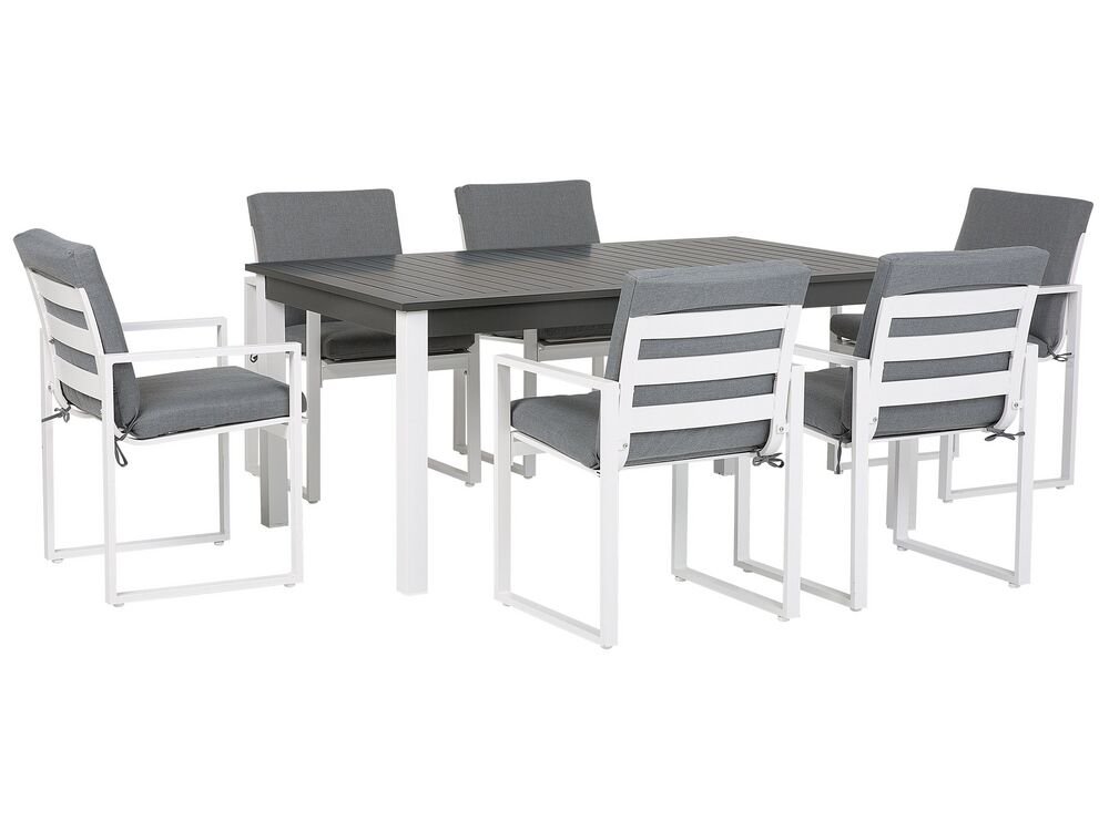 Set da pranzo da giardino 6 posti PANCOLE con cuscini Metallo Grigio