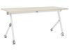 Folding Office Desk with Casters 160 x 60 cm Light Wood and White BENDI_922332