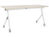 Bureau pliant 160 x 60 cm avec roulettes blanc et bois clair BENDI_922332