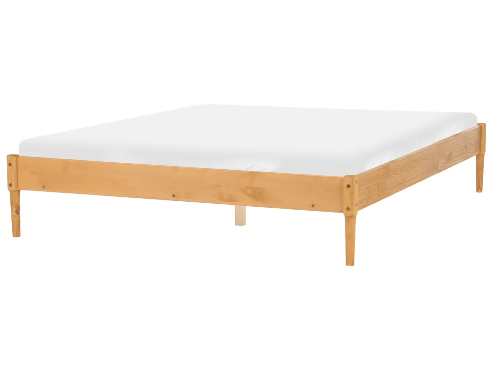 Bed without Headboard Pine Wood VEYRAC 160 x 200 cm (EU King Size) Light Brown_1118767