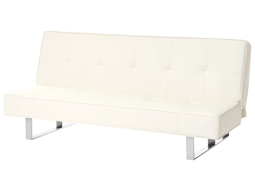 Sofa Bed 3 Seater DERBY Faux Leather Off-White_700213