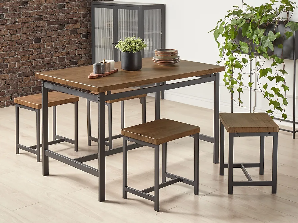 Dining Set ARLINGTON Dark Brown 4 Seater_1177357