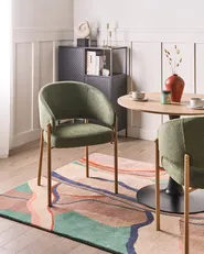 Set of 2 Dining Chairs ZANE Fabric Green_1042484