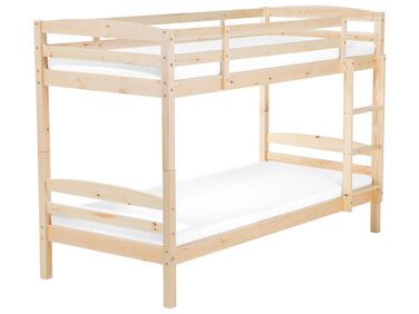 Łóżko piętrowe drewniane 90 x 200 cm jasne REGAT