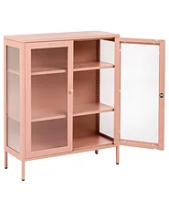 Vetrina in vetro HARLYN  90 cm Metallo Rosa pesca_1160804