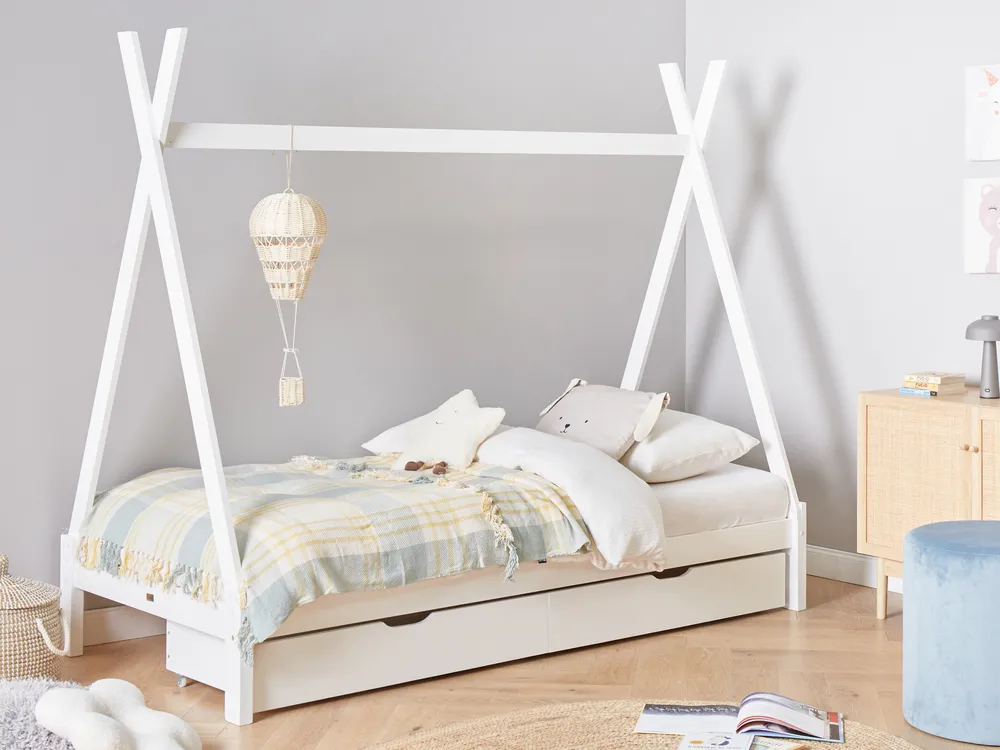 Lit à tiroirs pour enfants Tipi Bois de pin DEVAY 90 x 200 cm Blanc_963562