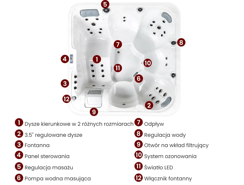 Wanna ogrodowa z hydromasażem LED CALIMA Biały_967608
