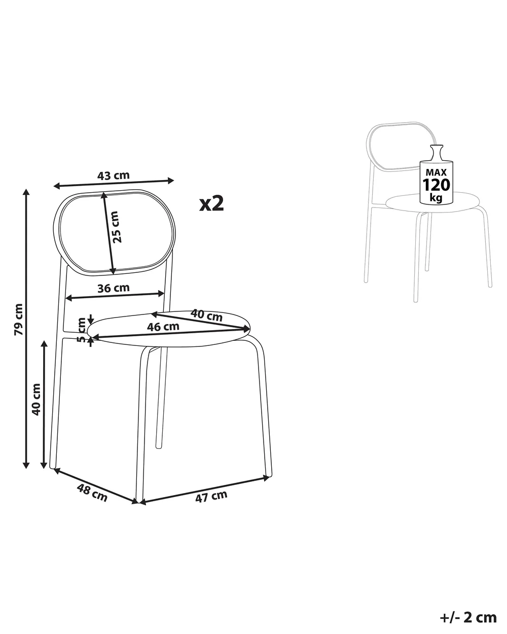 Set of 2 Dining Chairs ADAVER Metal Light Brown_888072