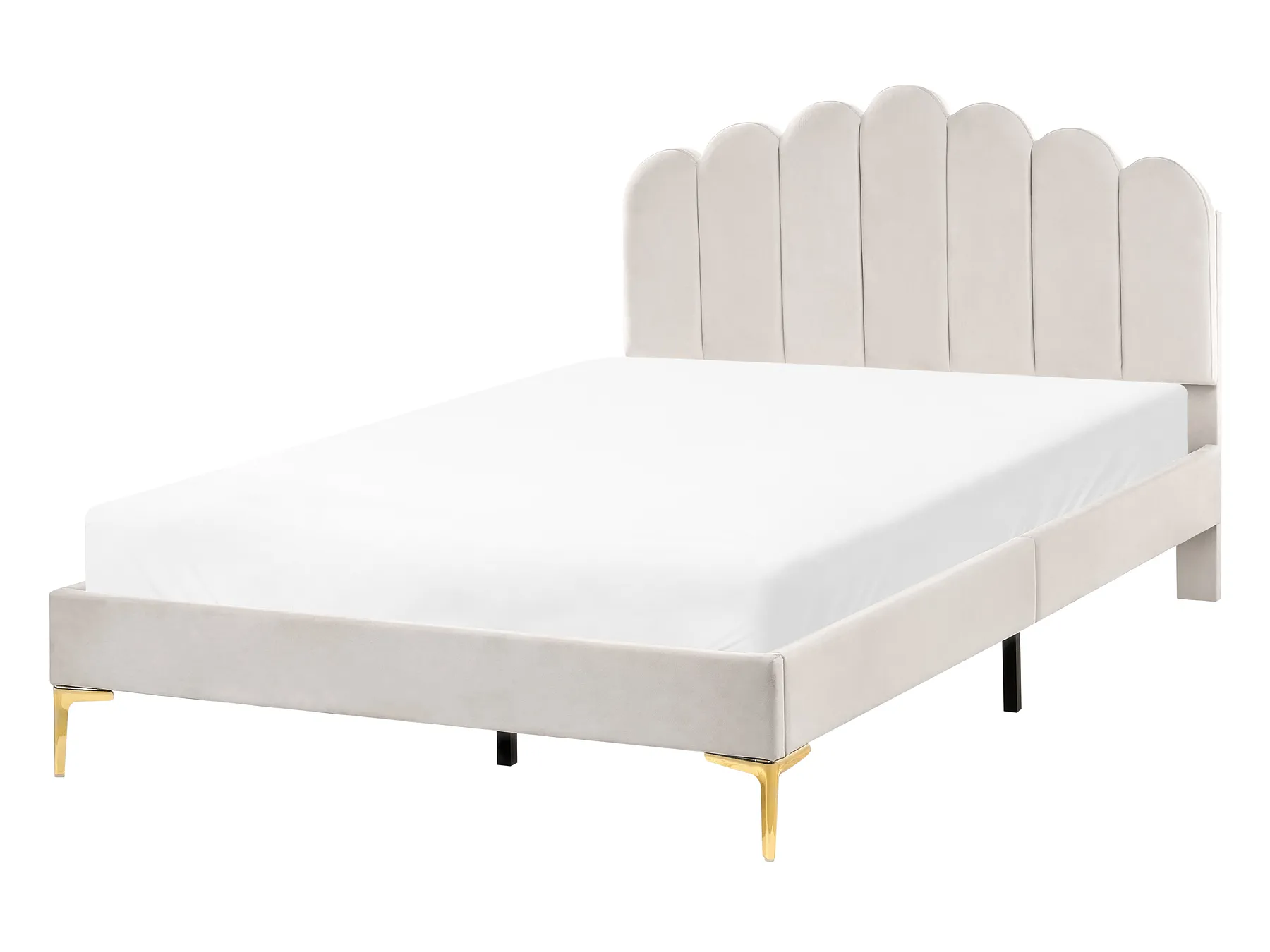 Bed Velvet SAUVIAN 120 x 200 cm (EU Small Double) Off-White_1014431