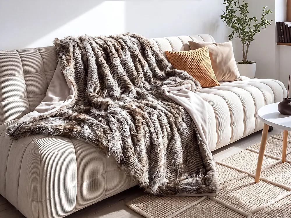 Coperta ASDAD Tessuto 150 x 200 cm Marrone_1178672