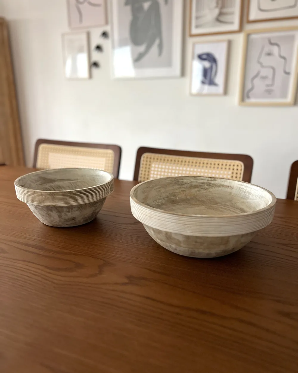 Set of 2 Bowls MINYA Mango Wood Light Brown_1031354