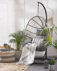 Hanging Chair with Stand CASOLI PE Rattan Grey_763760