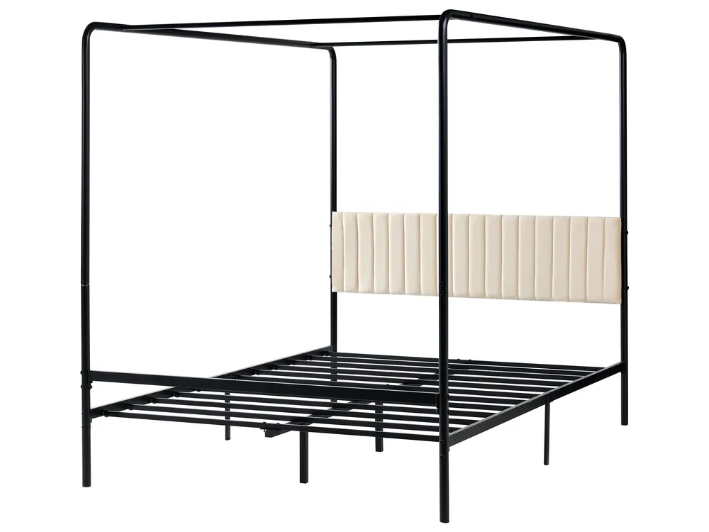 Four Poster Bed Metal MIRABEAU 140 x 200 cm (EU Double) Black_1033510