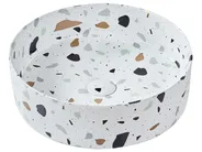 Countertop Basin NULES ⌀ 400 mm Ceramic Terrazzo Effect White Terrazzo_922074