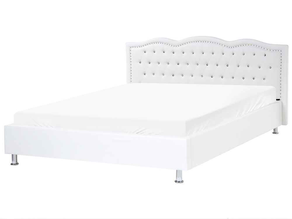 Bed Faux Leather METZ 180 x 200 cm (EU Super King) White
