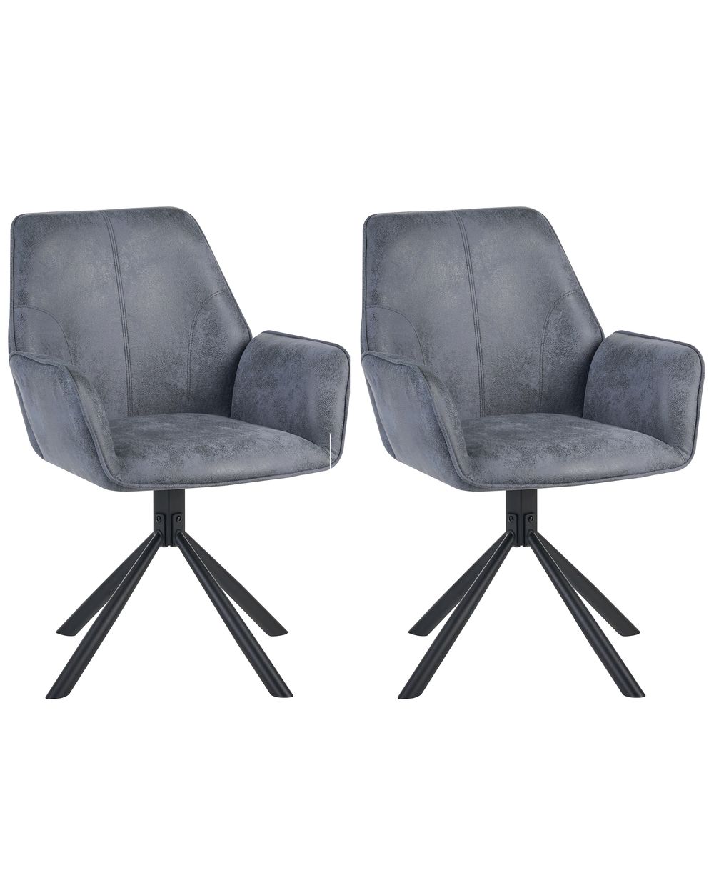 Set of 2 Dining Chairs Swivel WARNER Faux Suede Grey