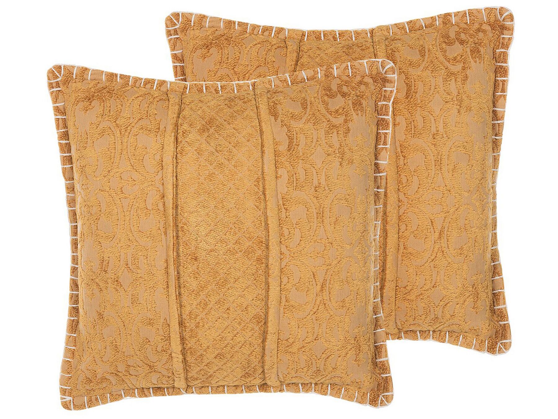 Lot de 2 coussins en tissu jaune gaufrés 45 x 45 cm KAVALAM_768836