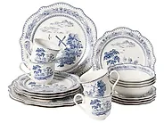Set med 20 matserviser BAY LEAF Porslin Vit/ Blå_1191693