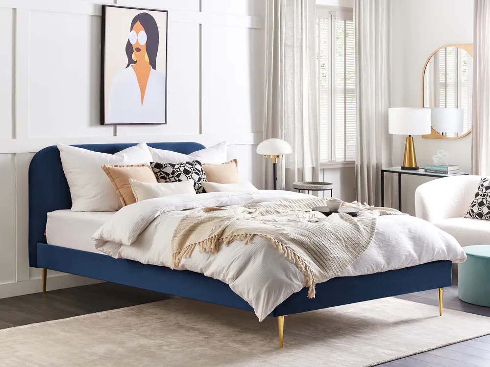 Runner Per Letto In Velluto Blu Scuro 50x180 Cm - Decorazione Morbida Per Camera Da Letto E Divano