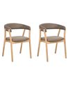 Set of 2 Dining Chairs MYLO Fabric Light Brown/ Brown