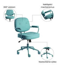 Židle k psacímu stolu PARAMUS Umělá kůže Tyrkysová_1072418