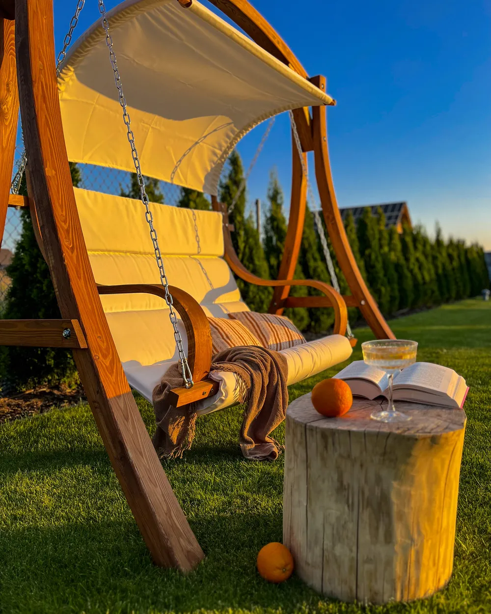 Patio Easy Columpio Terraza Patio Swing APRILIA Larch Wood Brown