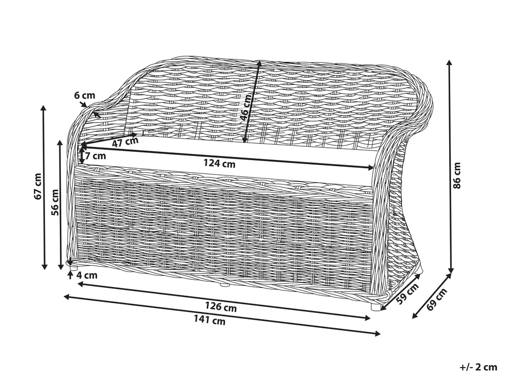Garden Bench with Cushion SUSUA 141 cm Rattan Natural_957492