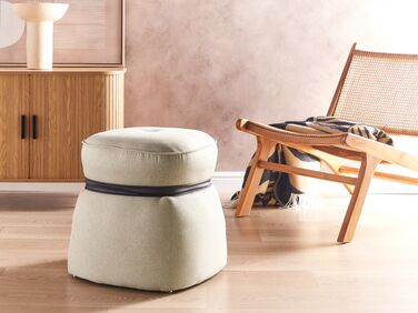 Linen Pouffe Beige MONTEREY