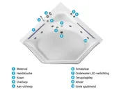 Hoek bubbelbad met LED CACERES 211 x 150 cm Wit_786962