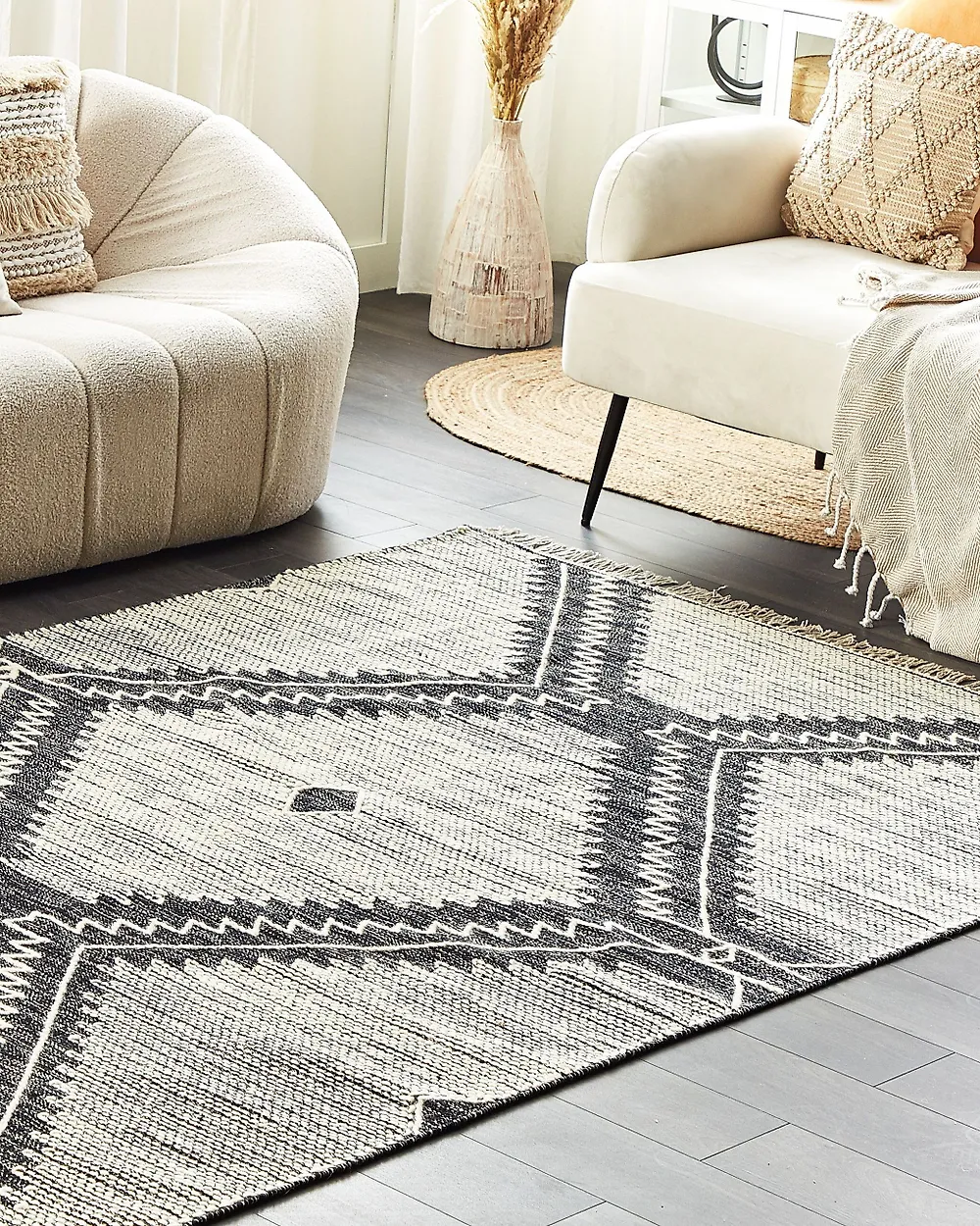 Tappeto ARBAA Nero 160 x 230 cm Cotone_1178989