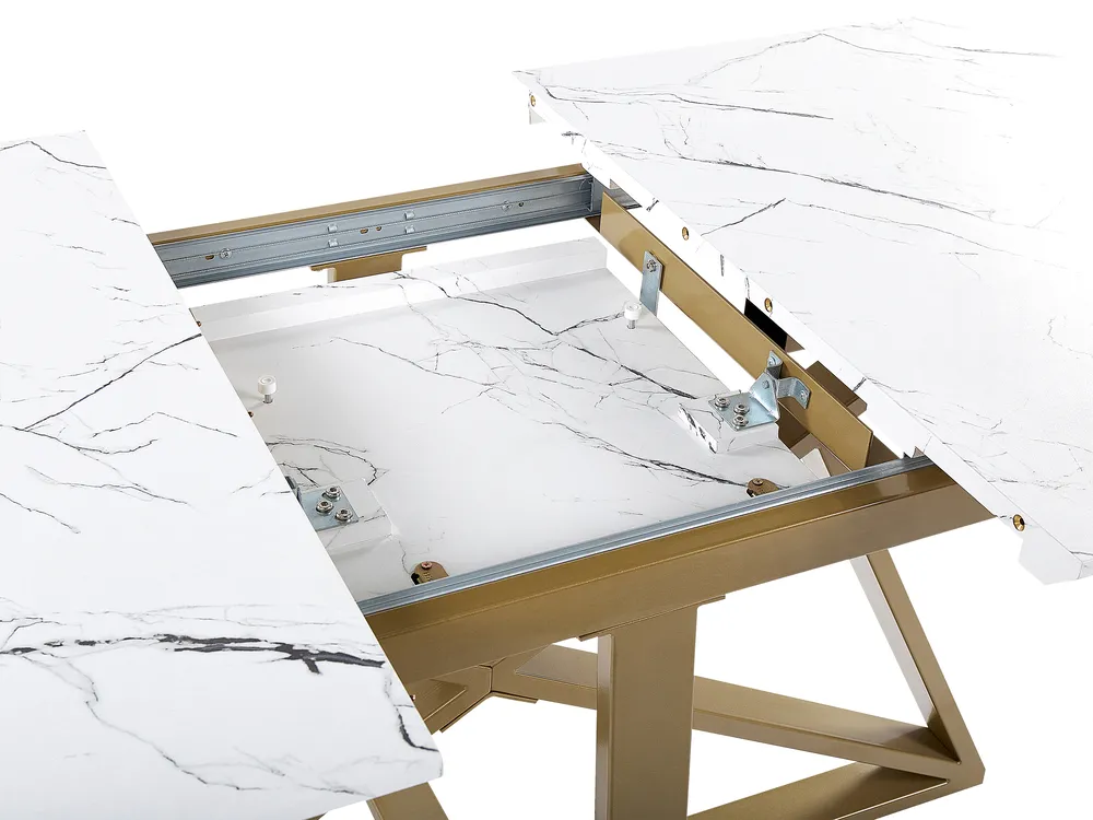 Extending Dining Table MAXIMUS White Marble 160/200 cm 90 cm_850400