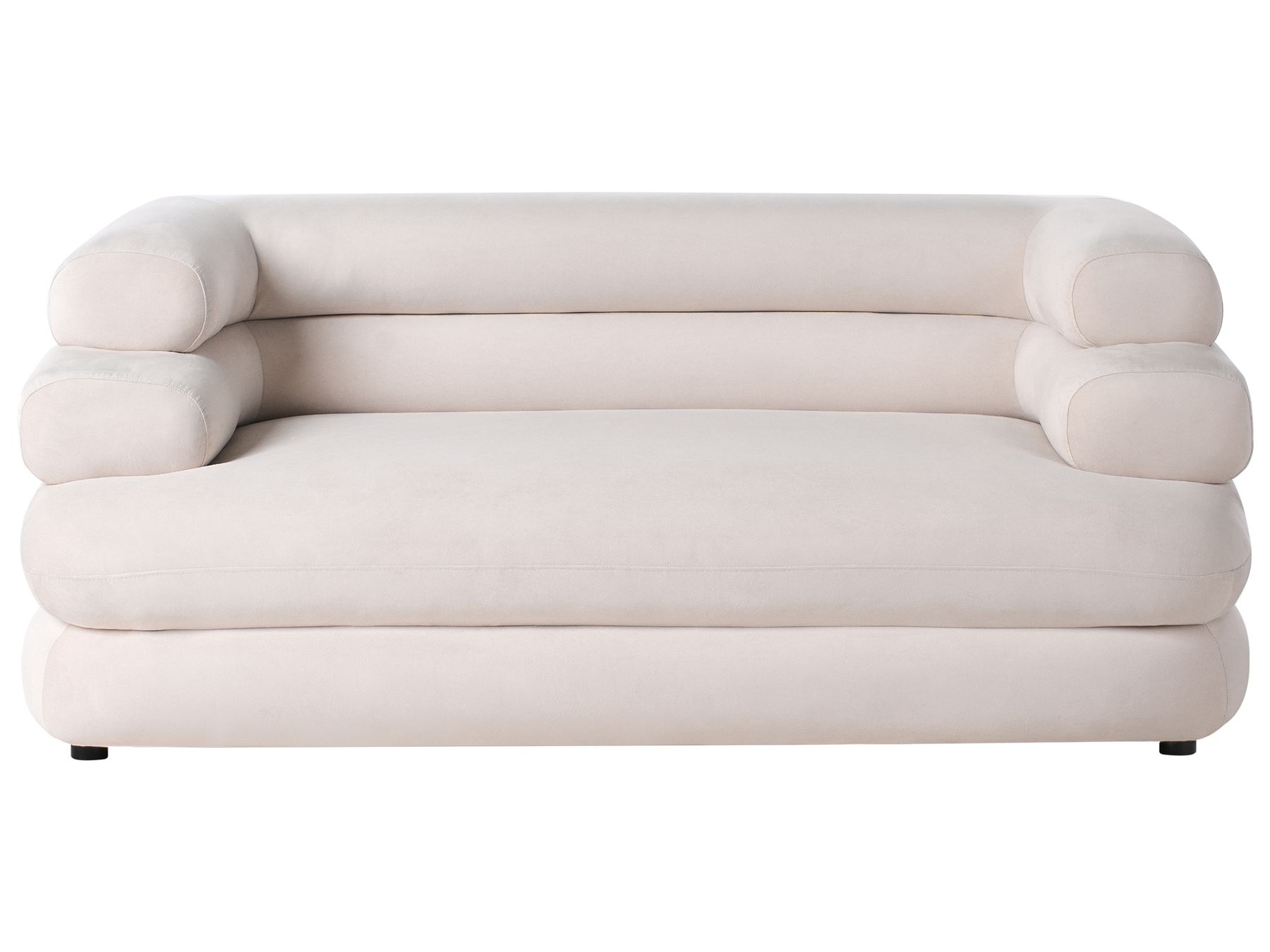 Sofa 2-osobowa welur jasnobeżowa HELLE_1002574