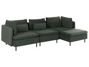 Modular Corner Sofa 3 Seater EGERIS Corduroy Dark Green Left Hand_1067145