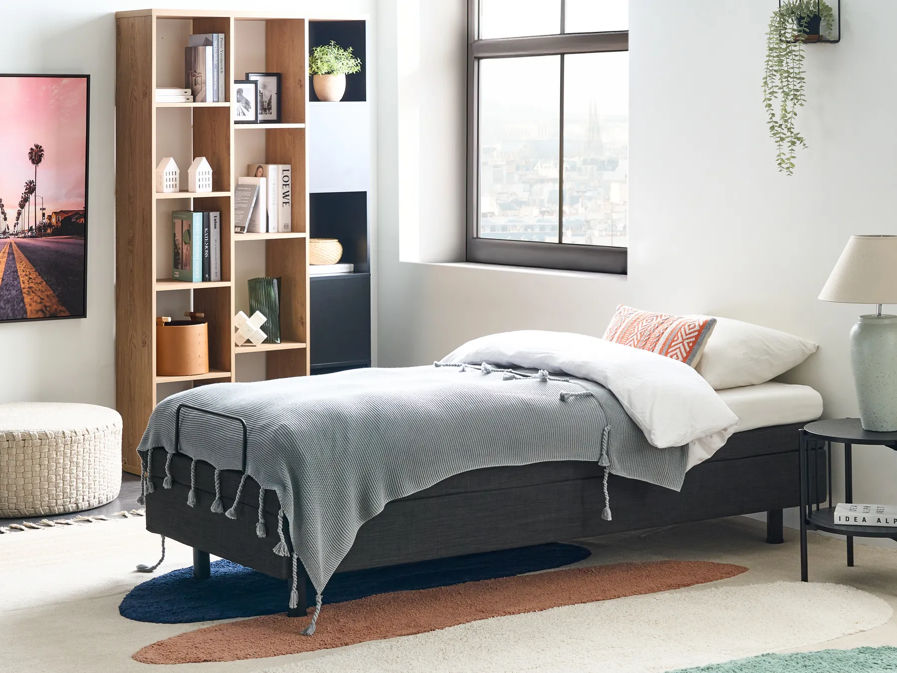 Adjustable Bed without Headboard Fabric DUKE 90 x 200 cm (EU Single) Dark Grey_971174