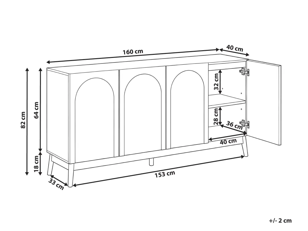 4 Door Sideboard BOULIA Light Beige_1169379